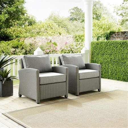 Crosley Bradenton Outdoor Wicker Seating Set; Grey - 3 Piece KO70027GY-GY